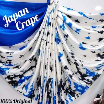 Blue Colored Japan Crepe Silk Sari with Blouse - 5001