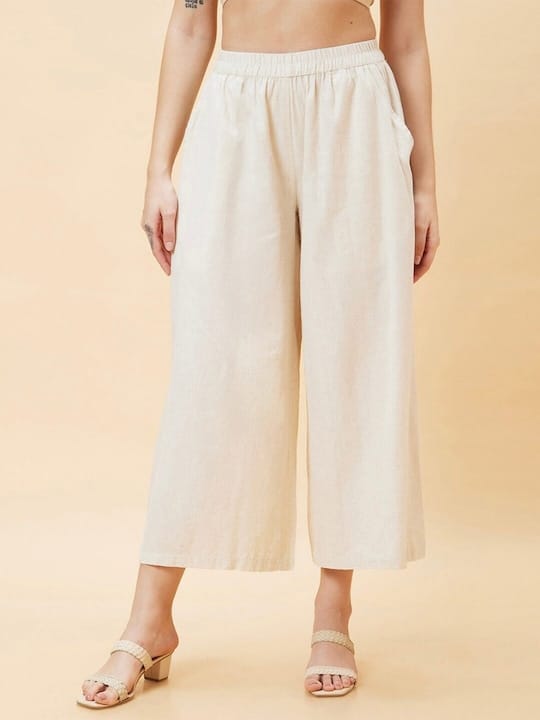 Flared Wide Leg Cotton Palazzo