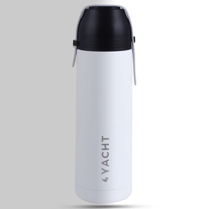 Yacht Vacuum Insulated Hot & Cold Double-Wall Thermosteel Bottle, Joy, White, 500 ml Flask