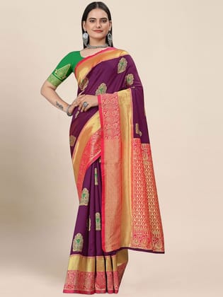 Ethnic Motifs Woven Design Zari Banarasi Saree
