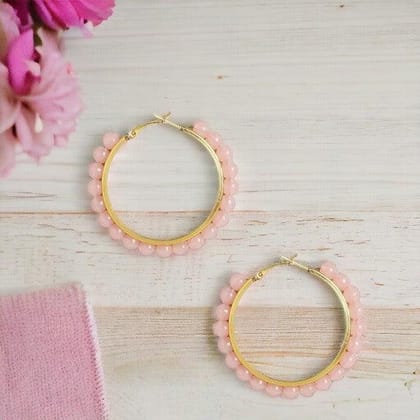 Trendisia Gold Plating Pink Hoop Earrings for women and girl