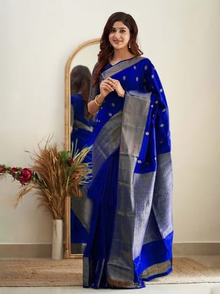 Woven Design Ethnic Motifs Zari Banarasi Saree