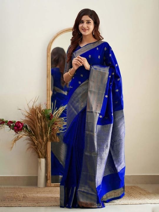 Woven Design Ethnic Motifs Zari Banarasi Saree