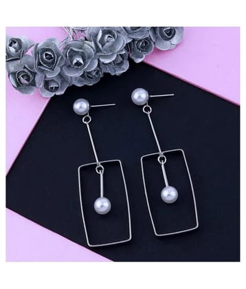 Silver Shine Silver Plated Uique Designer Partywear Pearl Drop Earring for Girls and Women - Silver