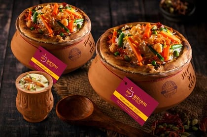 2 Veg Hyderabadi Dum Biryani [1/2 Kg] +1x Phirni [100gm]