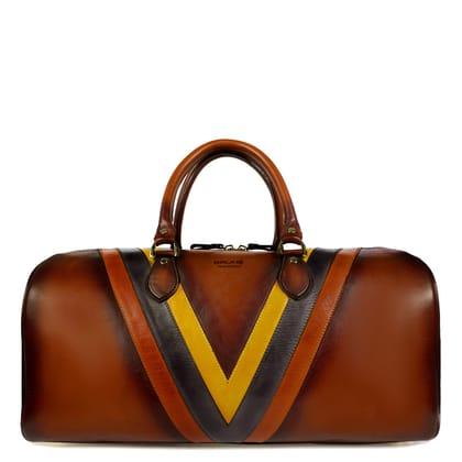 Leather Patchwork Tan Duffle Bag-FS