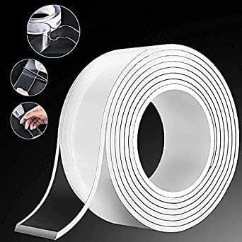 SHREE GANESH FASHION Multipurpose Removable Clear & Tough Mounting Tape, Reusable Strong Wall Tape Picture Hanging Strips Poster Carpet Tape, Transparent Poster Tape (3M / 9.84ft) (Pack of 1
