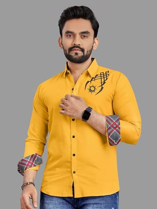 Spread Collar Long Sleeves Relaxed Cotton Regular Fit Casual Shirt