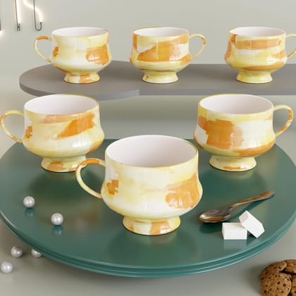 The Earth Store Handcrafted Ceramic Flicker Zest Microwave Safe Chai/Tea Cups Serving Tea Cups Set of 6 Ideal for Friends, Anniversary, Birthday