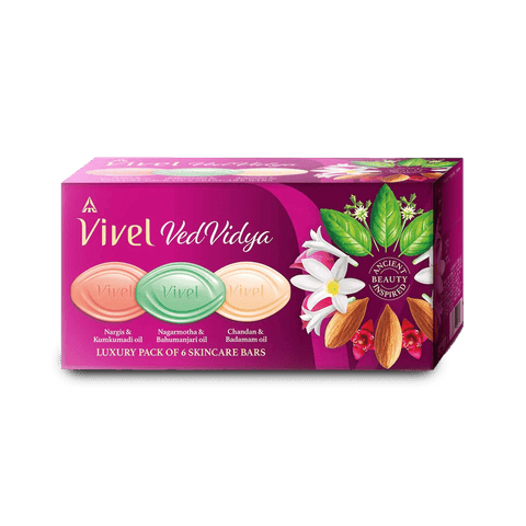 Vivel Vedvidya Multi Variant Luxury Skincare Soaps (Pack Of 6 ), 600 gm Box