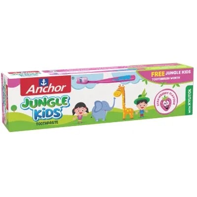 Anchor Jungle Kids Strawberry Tooth Paste and Toothbrush