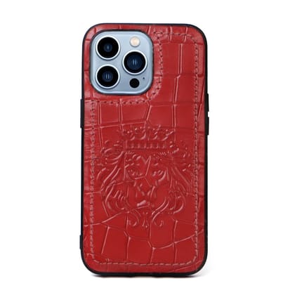 Apple iPhone Series Sky Red Deep Cut Lion Embossed Mobile Cover-11