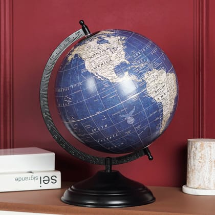 Minimal Nautical Navigator Blue Globe 10 inch
