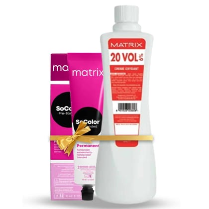 Matrix SoColor Permanent Hair Color 5.3 Golden Light Brown + Developer 20 Vol Combo