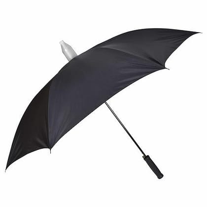 Fendo Kargil Straight 23 Inch Sun And RainProof Regural Umbrella For Men And Women (Black Silver Nylon)