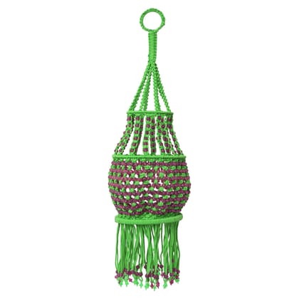 Macrame Light Jhumar Green & Purple ǀ Lamp for Living Room Hall Ceiling ǀ Main Door ǀ Entrance Door ǀ Pooja Room ǀFestive Decorǀ Green & Purple