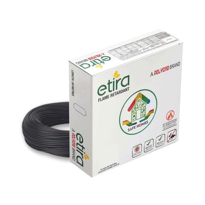 Polycab ETIRA Flame Retardant House Wire PVC Insulated Copper Cable Electric Wire (1.5 SQMM, Black, 90m)