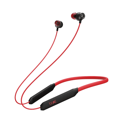 boAt Rockerz 205 Pro | Bluetooth Earphone with 10mm Drivers, Upto 30 Hour Playback, Lightweight Magnetic Earbuds Red