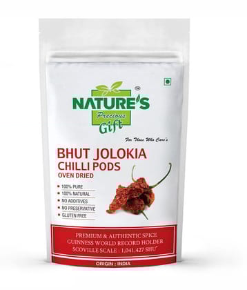 Nature''s Gift Bhut Jolokia / Ghost Pepper Chilli Pods (Oven Dried) 200 gm