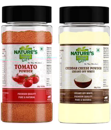 Natures Gift Tomato Powder 300g & Cheddar Cheese Powder 250g - Spice Jar 550 gm Pack of 2