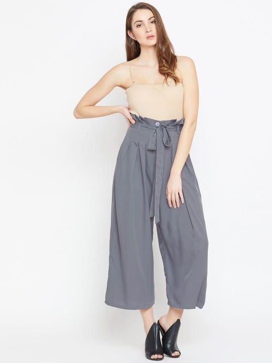 Women White Solid Regular Trousers