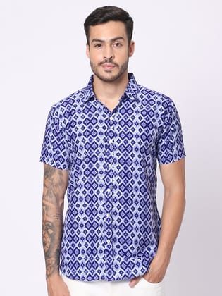Classic Opaque Geometric Printed Casual Shirt
