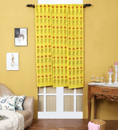 Three Panel Bamboo Curtain - Yellow-6 ft length