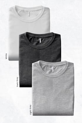 Pack 3 - Dark Grey, Light Grey & White - Classic Crew-S