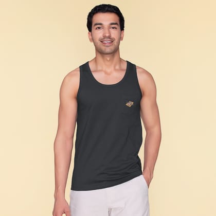 Renew Combed Cotton Tank Tops Charcoal Grey S