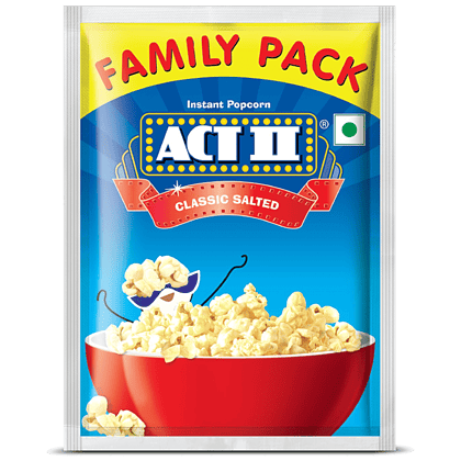 Act II Instant Popcorn - Classic Salted Flavour, Snacks, 120 G Pouch(Savers Retail)