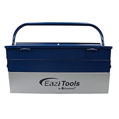 Eastman Canti Lever Type Tool Box with 3 Compartments and Plastic Tray With Metal Buckle Solid Box for Tools/Tools Box/Tool Organizer for Garage, Carpenters and Home Use/Tool Kit (E-2265)