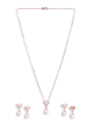 Mother of pearl with freshwater pearl pendant set rose gold