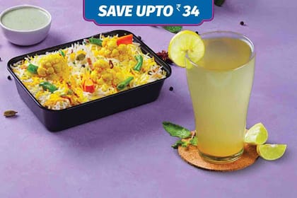 Veg Mini Biryani + Beverage Meal __ Lucknowi Mini Veg Biryani,Masala Lemonade (180 Ml)