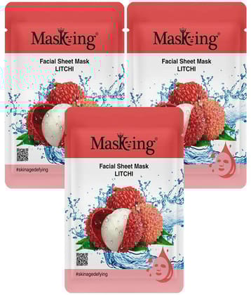 Masking Beauty Litchi Face Sheet Mask 60 ml Pack of 3