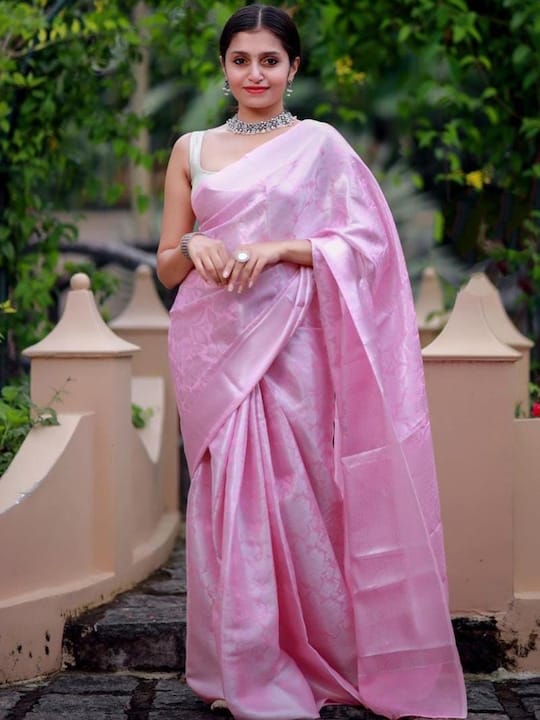 Floral Woven Design Zari Banarasi Saree