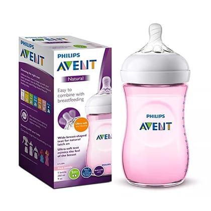 Philips Avent Natural 2. 0 Pink Feeding Bottle 260ml SCF034/10