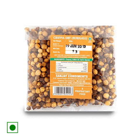 Sanjay Condiments Snacks - Chana Dry(Hurigalu), 200 gm Pouch