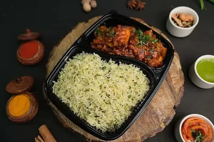 Soya Chaap Masala Rice Bowl