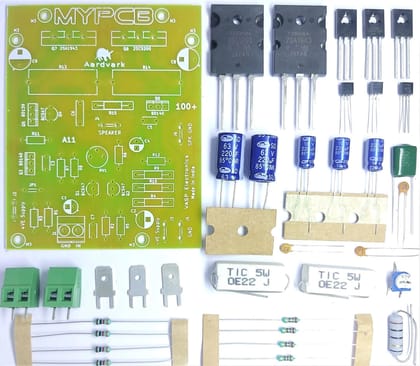 100 Watt Audio Amplifier using 2SC5200 2SA1943 Power Transistors - Easy to Make Hobby Kit  by MYPCB
