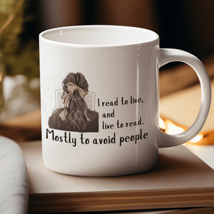MUG I READ TO LIVE-White