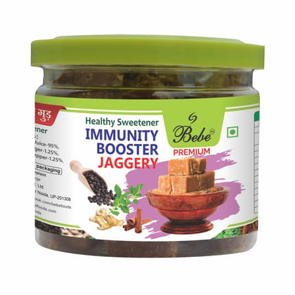 Bebe Immunity Booster Jaggery | Gud | Gur | Fight Disease 200g (Pack of 2-Jaggery small size cubes / Darkish Brown / Jaggery with immunity boosting ingredients