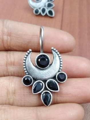 Dazzling Hook Earrings with Sparkling Stones for Daily Wear | Sarichka-Black