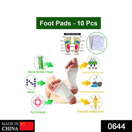 0644 Kinoki Cleansing Detox Foot Pads, Ginger & Salt Foot Patch -10 Pcs (Free Size, White)