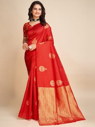 Ethnic Motifs Woven Design Zari Banarasi Saree