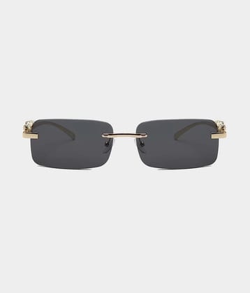 Ashru Black Rectangular Sunglasses ( Pack of 1 ) - Medium