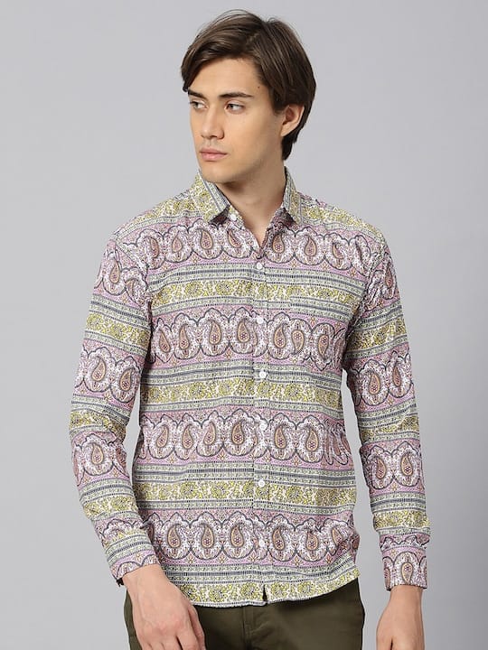Classic Ethnic Motif Printed Casual Shirt