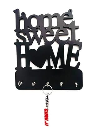 Rave Creations Home sweet home PVC Plaque Cutout Ready to Stick Home Decor Wall |lightweight| 20x25 cm| Black