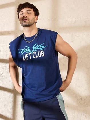Navy Sleeveless Gym T-shirt-M