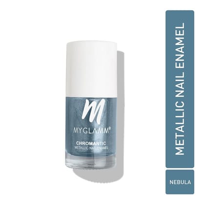 MyGlamm Chromantic Metallic Nail Enamel - Nebula (Blue Shade) | Chamical Free, Chrome Finish & Long Lasting Nail Polish (10ml)