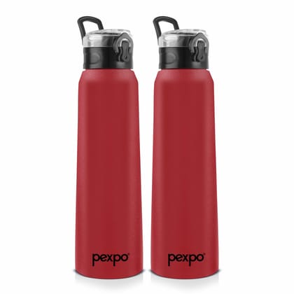 PEXPO Stainless Steel Sipper Water Bottle | 1000ml, Pack of 2, Crimson Red, Vertigo | Eco-Friendly Water Bottle Suitable For Adults & Kids